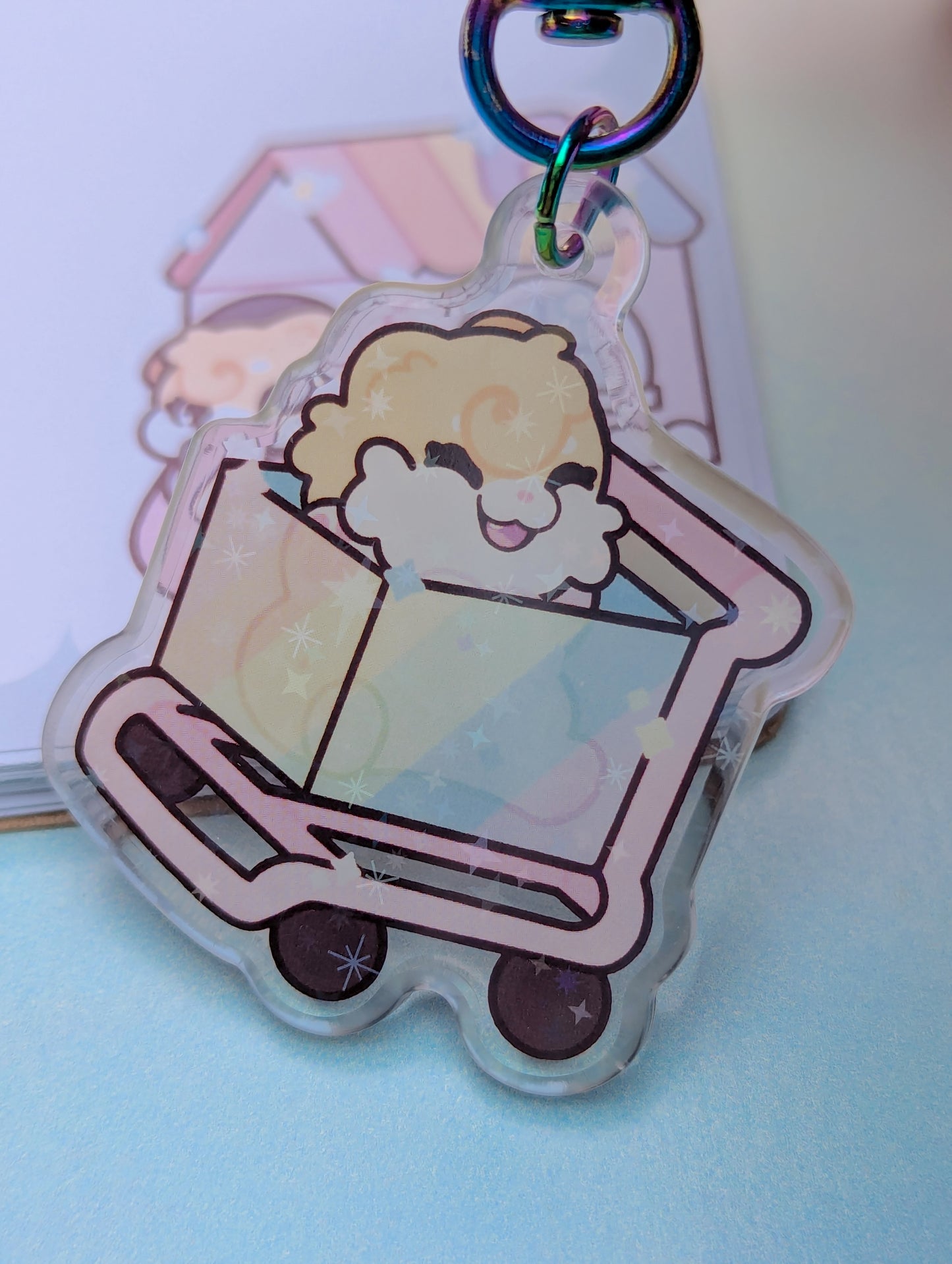 Clear Ichigo's Rainbow Cart Star Holo Keychain 2"