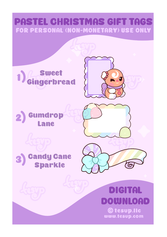 Pastel Christmas Tag Set (Digital Download)