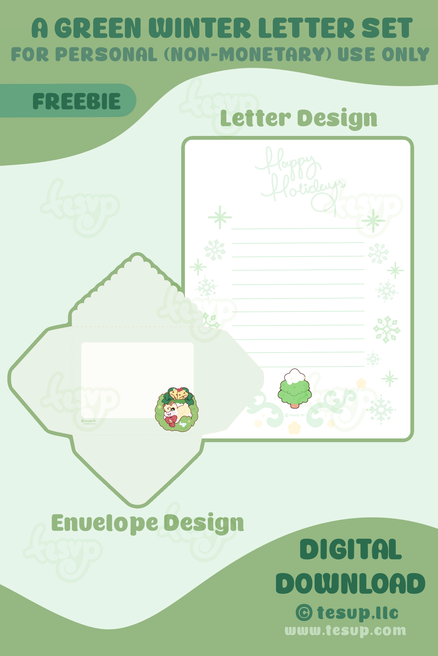(FREEBIE) A Green Winter Letter Set