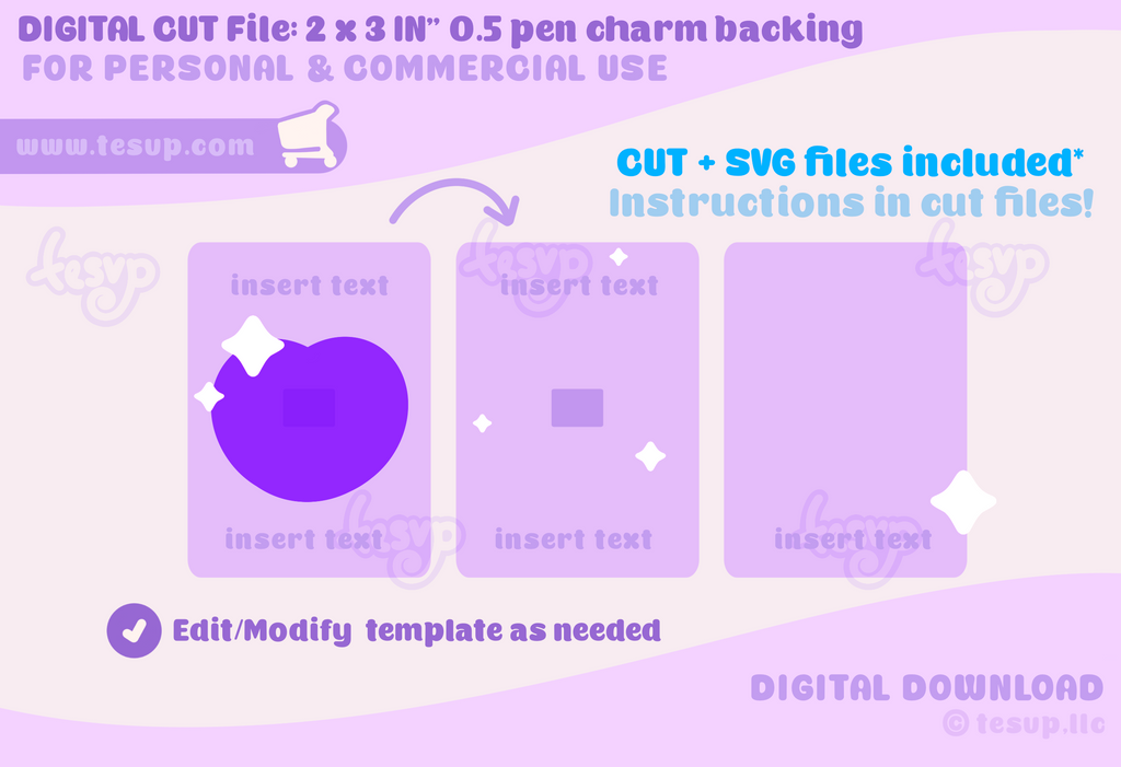 Digital Cut File: 2 x 3 IN" Card Backing for 0.5 Pen Charm (Digital Download)