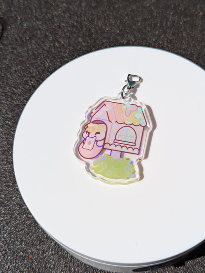 Clear Heart Holographic Ichigo's Mailbox Keychain 2"
