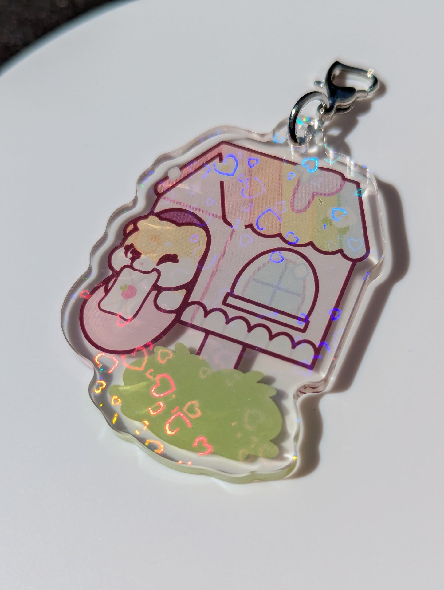Clear Heart Holographic Ichigo's Mailbox Keychain 2"