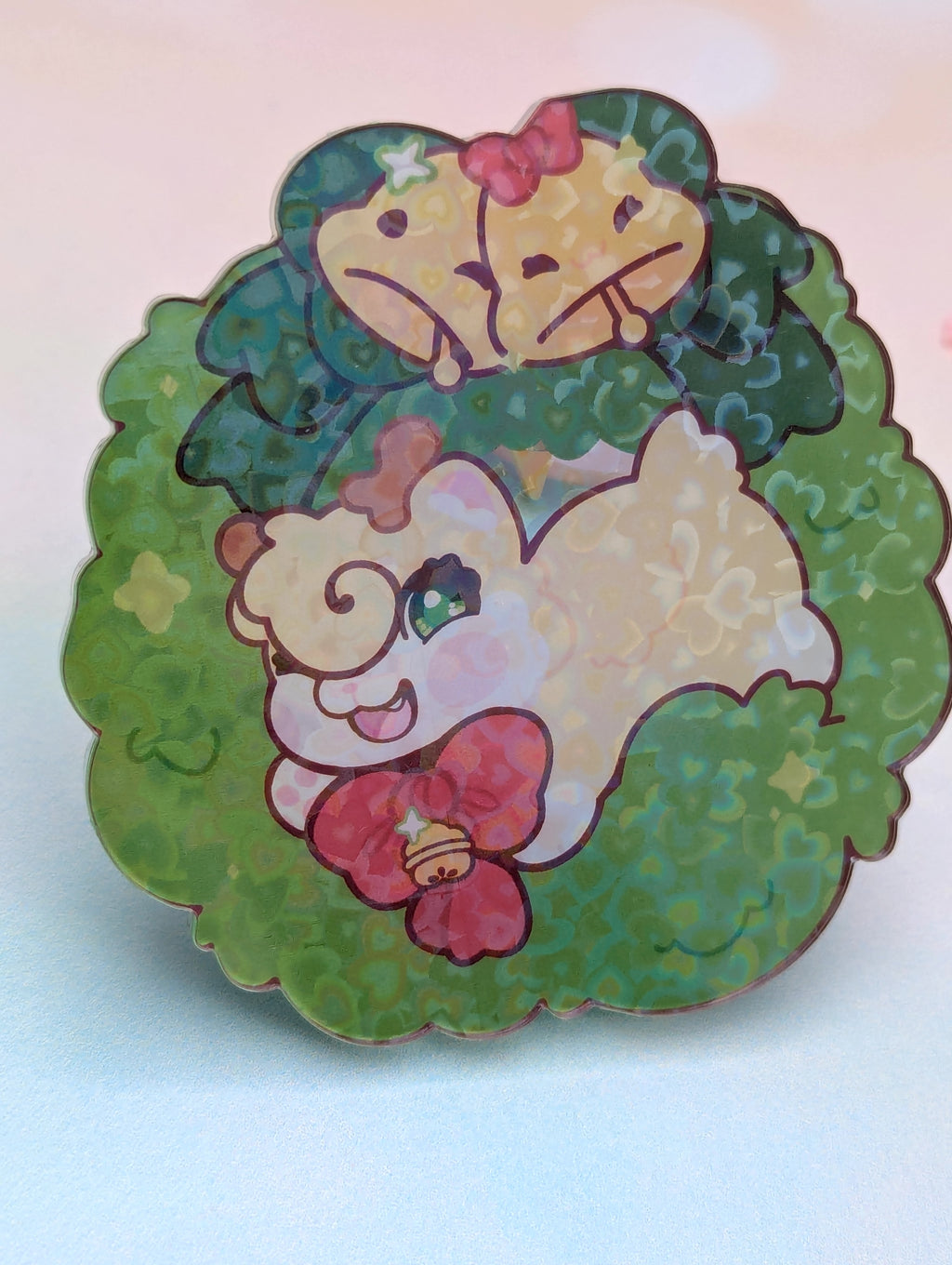 Reindeer Ichigo Pin Heart Holo Full Bleed Acrylic Charm 2.5'' (63.5mm)