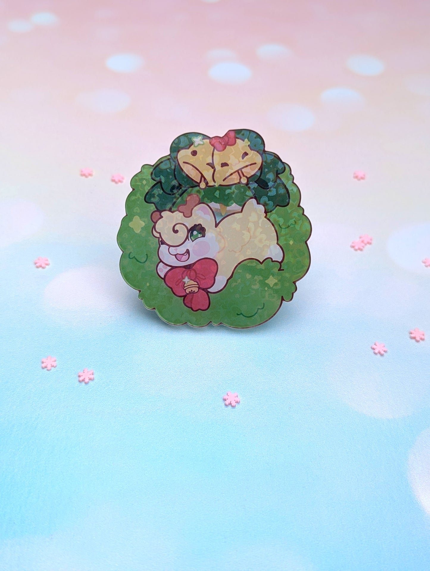 Clear Reindeer Ichigo Pin Heart Holo Full Bleed Acrylic Charm 2.5'' (63.5mm)