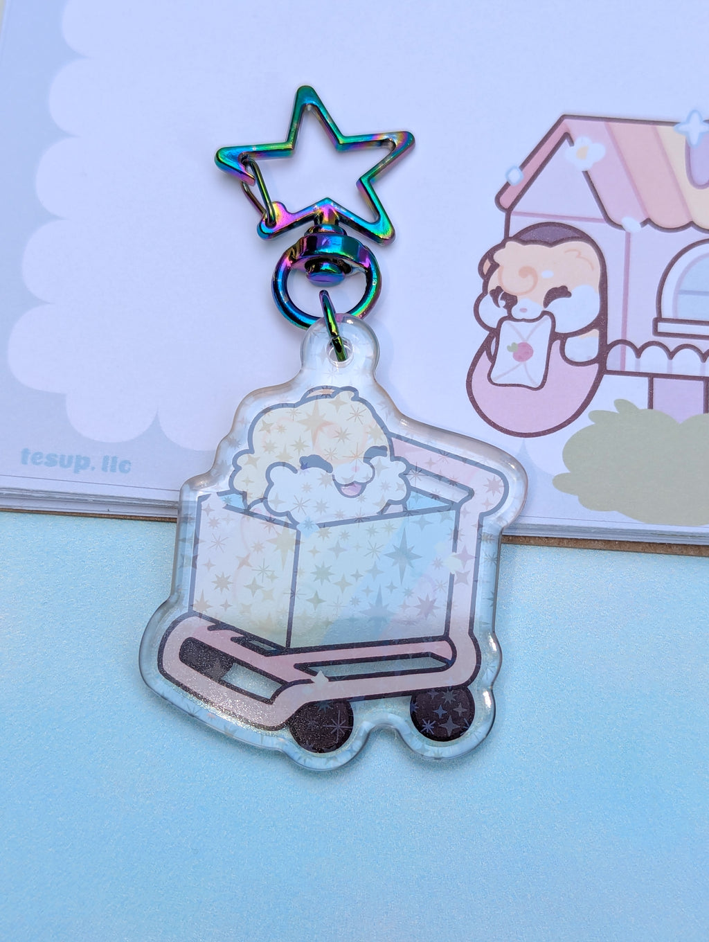 Ichigo's Rainbow Cart Clear Star Holo Acrylic Charm 2"