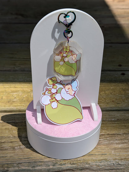 Ichigo Lily of the Valley Clear Emerald Gem Charm 2.3 x 1.57"