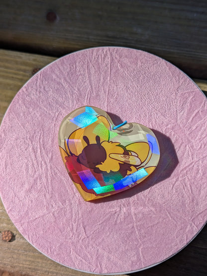 Bzzee Bee Sleeping Heart Holo Gem Charm 2 x 2"