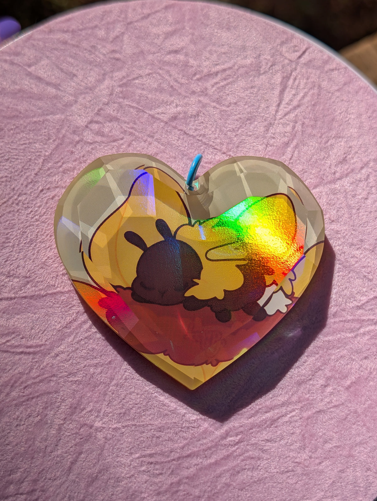 Bzzee Bee Sleeping Heart Holo Gem Charm 2 x 2"