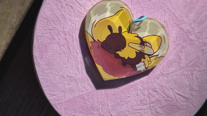 Bzzee Bee Sleeping Heart Holo Gem Charm 2 x 2"